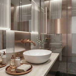 Bateria Umywalkowa Podtynkowa Rea Foster Miedź Szczotkowana