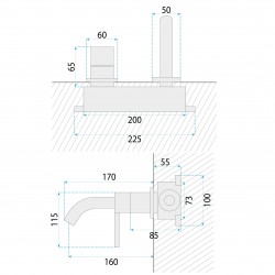 Bateria Umywalkowa Podtynkowa Rea Foster Miedź Szczotkowana