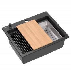 Zlewozmywak granitowy KURT 110 WORKSTATION Czarny