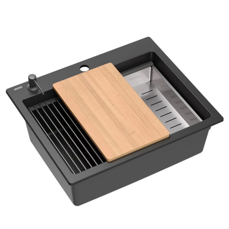 Zlewozmywak granitowy KURT 110 WORKSTATION Czarny
