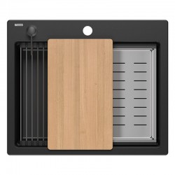 Zlewozmywak granitowy KURT 110 WORKSTATION Czarny