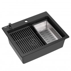 Zlewozmywak granitowy KURT 110 WORKSTATION Czarny