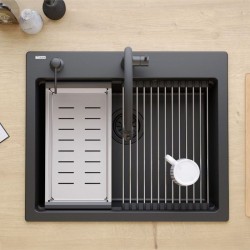Zlewozmywak granitowy KURT 110 WORKSTATION Czarny