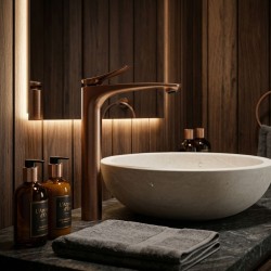 Bateria Umywalkowa PREMIUM REA Vision Miedź Szczotkowana Wysoka