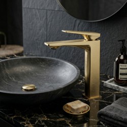 Bateria Umywalkowa PREMIUM REA Prime Złota Szczotkowana Niska