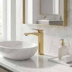 Bateria Umywalkowa PREMIUM REA Prime Złota Szczotkowana Niska