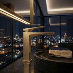 Bateria Umywalkowa PREMIUM REA Prime Złota Szczotkowana Niska