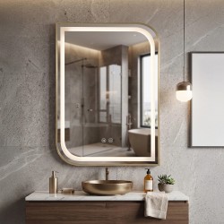 Lustro ścienne LED ZONE 80X60 Złoty Szczotkowany