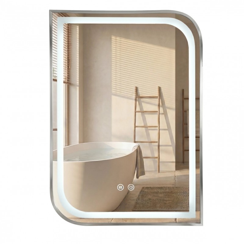 Lustro ścienne LED ZONE 70x50 Nikiel Szczotkowany