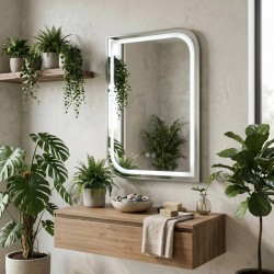 Lustro ścienne LED ZONE 70x50 Nikiel Szczotkowany