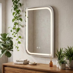 Lustro ścienne LED ZONE 80x60 Nikiel Szczotkowany