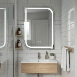 Lustro ścienne LED ZONE 80x60 Nikiel Szczotkowany