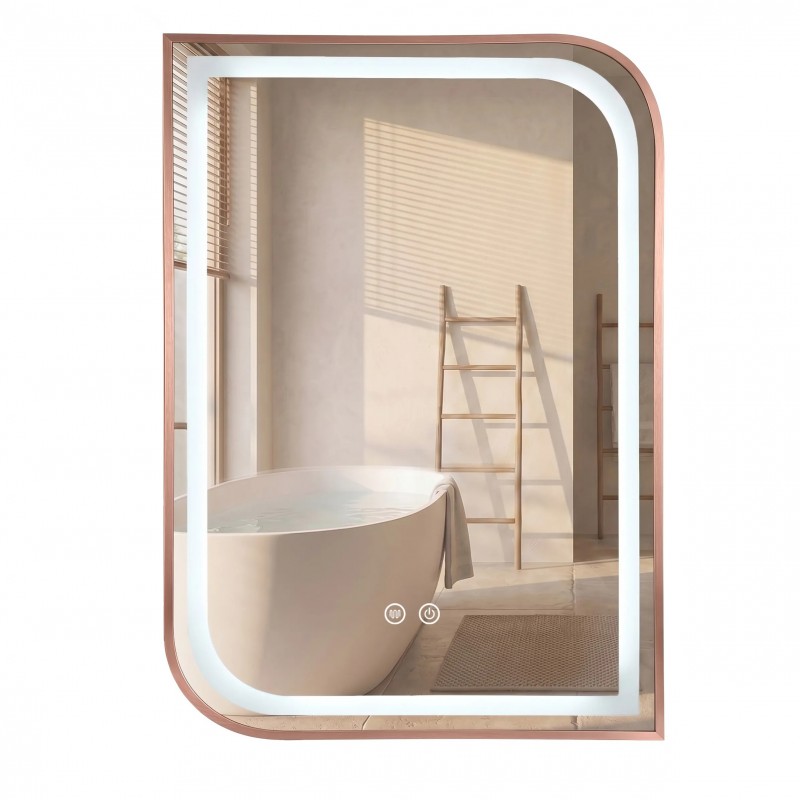 Lustro ścienne LED ZONE 70x50 Różowe Złoto Szczotkowane