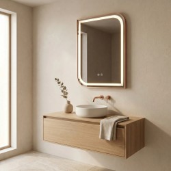 Lustro ścienne LED ZONE 70x50 Różowe Złoto Szczotkowane