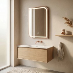 Lustro ścienne LED ZONE 70x50 Różowe Złoto Szczotkowane