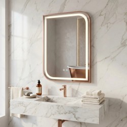 Lustro ścienne LED ZONE 80x60 Różowe Złoto Szczotkowane