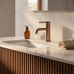 Bateria umywalkowa Rea Foster Miedź Szczotkowana Niska