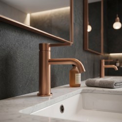 Bateria umywalkowa Rea Foster Miedź Szczotkowana Niska