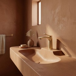 Bateria Umywalkowa PREMIUM REA Vision Złota Szczotkowana Niska