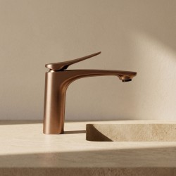 Bateria Umywalkowa PREMIUM REA Vision Miedź Szczotkowana Niska