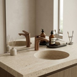 Bateria Umywalkowa PREMIUM REA Vision Miedź Szczotkowana Niska