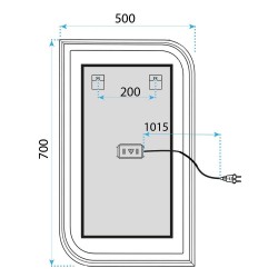 Lustro ścienne LED ZONE 70X50 Czarne