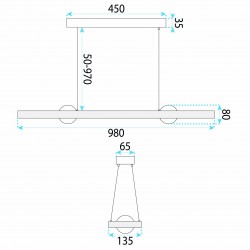 LAMPA SUFITOWA WISZĄCA LED G159-CP ZŁOTA