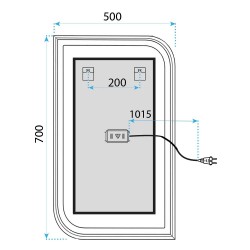 Lustro ścienne LED ZONE 70X50 Złoty Szczotkowany