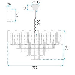 Lampa Wisząca z Kryształami G053-CP 80CM Złota