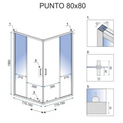 Kabina prysznicowa Rea Punto 80x80 Złota