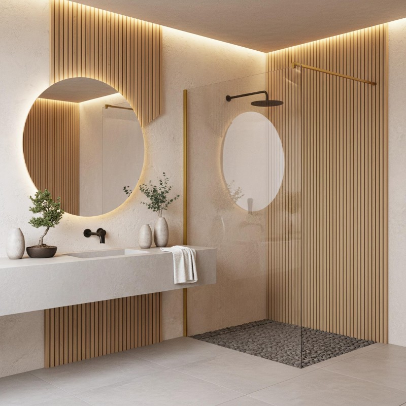 Kabina prysznicowa Walk-In Rea Flexi Transparent / Brush Gold 120