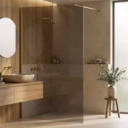 Kabina prysznicowa Walk-In Rea Flexi Brown / Brush Gold 140