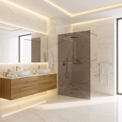 Kabina prysznicowa Walk-In Rea Flexi Brown / Brush Gold 90