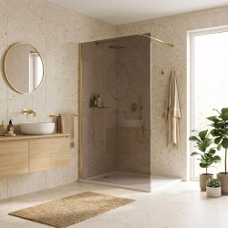 Kabina prysznicowa Walk-In Rea Flexi Brown / Brush Gold 100